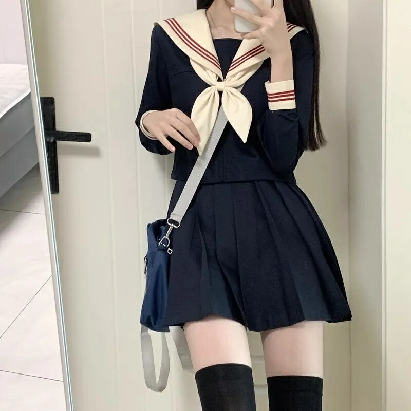 コスチューム衣装 コスプレ衣装 可愛い スカート 三本線 リボン コスプレ セーラー服 セットアップ 大きいサイズ 女子 制服 長袖 上下セット JK 高校生 学園祭 レディース セーラー襟 ハロウィン コスプレ学生服 夏 女子制服コスプレ プリーツスカート スクール 文化祭
