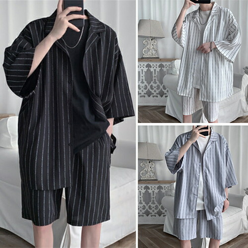 半袖 夏 大きいサイズ カップル メンズ セットアップ 春 ジャージ 上下セット 夏 男性用 シャツ ジャージ 上下 メンズ おしゃれ スウェットシャツ スウェットパンツ ルームウェア ゆったり ジョギング 高校生 運動着 ダンス アウトドア ストライプ 前開き 黒 白 ブルー