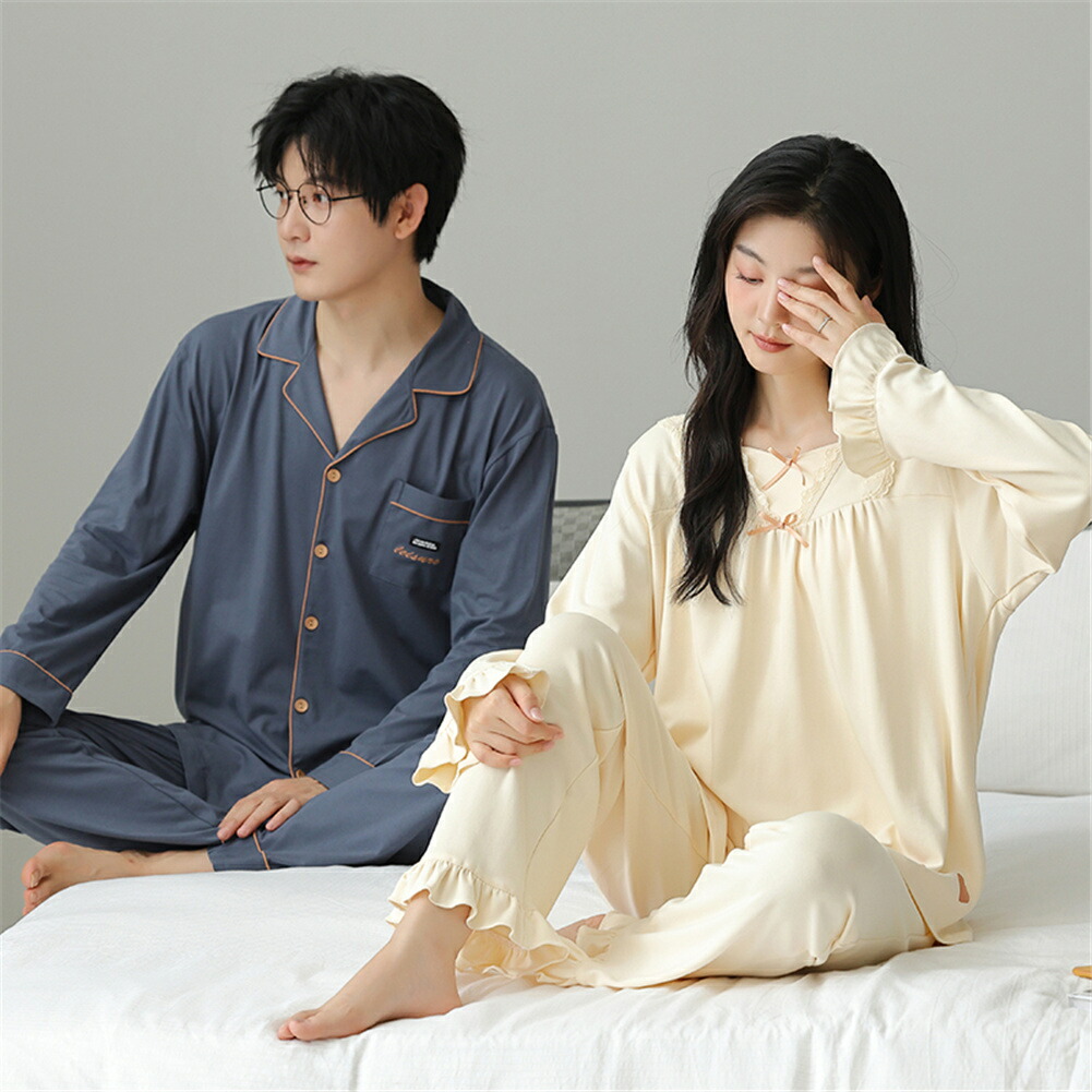 春秋 ペアパジャマ 冬 おもしろ 長袖 男女2着 セット ペア パジャマ 秋 リボン カジュアル 冬 前開き ハート カップル ペア ルームウェア 結婚祝い プレゼント お祝い カップル ペア パジャマ 夫婦 ギフト 上下セット レディース 部屋着 メンズ パジャマ