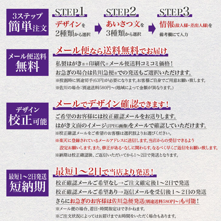 P10倍 7 10限定 はがき印刷 喪中はがき 急ぎ 喪中ハガキ メール便送料無料 私製はがき 印刷 短納期 250枚