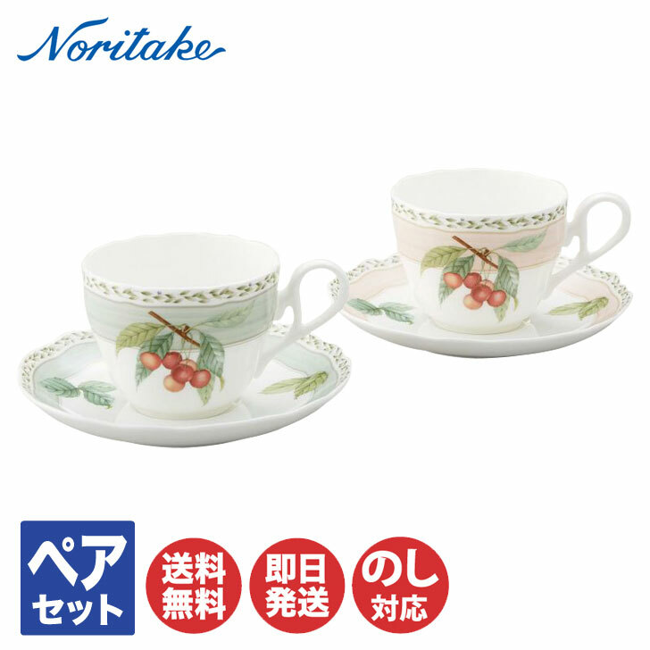 ノリタケ オーチャードガーデン カップ＆ソーサー ペア (色変り) 4911-12L/P97887 【 コーヒーカップ ティーカップ ペアセット Noritake ギフト 内祝 出産内祝 結婚祝 結婚内祝 快気祝 御祝 引越祝 新築祝 陶器 磁器 陶磁器 ブライダル 】