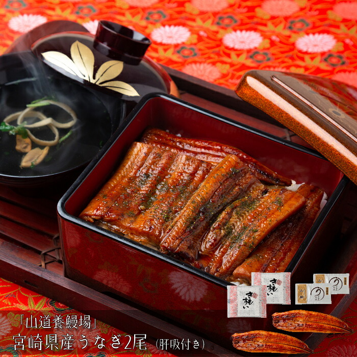「山道養鰻場」宮崎県産うなぎ2尾（肝吸付き）［送料無料］[内祝い・出産内祝い・結婚内祝い・快気祝い お返し ギフトにも！][美食サークル]