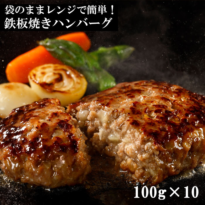 袋のままレンジで簡単！鉄板焼きハンバーグ（100g×10）[送料無料][内祝い・出産内祝い・結婚内祝い・快気祝い お返し ギフトにも！][美食サークル]