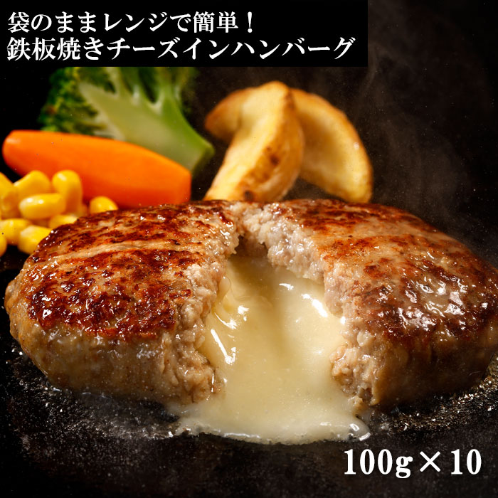 袋のままレンジで簡単！鉄板焼きチーズインハンバーグ（100g×10）[送料無料][内祝い・出産内祝い・結婚内祝い・快気祝い お返し ギフトにも！][美食サークル]