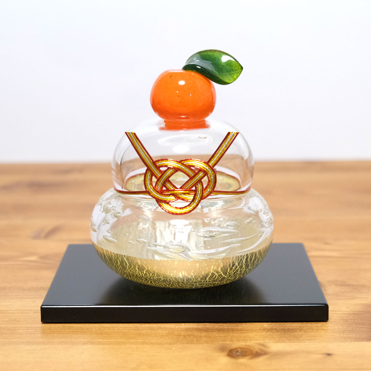 ビードロの鏡餅 Ll Glasscalico グラスキャリコ お手て端た ガラスファインアート 装飾物筥仕合わせ ガラス製 かがみ論なく オブジェ 居物 お正月 Rosadiy De