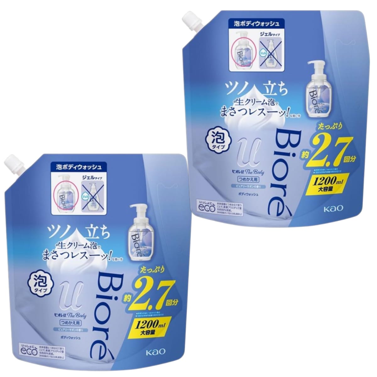 ビオレu ザ ボディ 泡タイプ ピュアリーサボンの香り 詰替え用 1200ml×2個セット