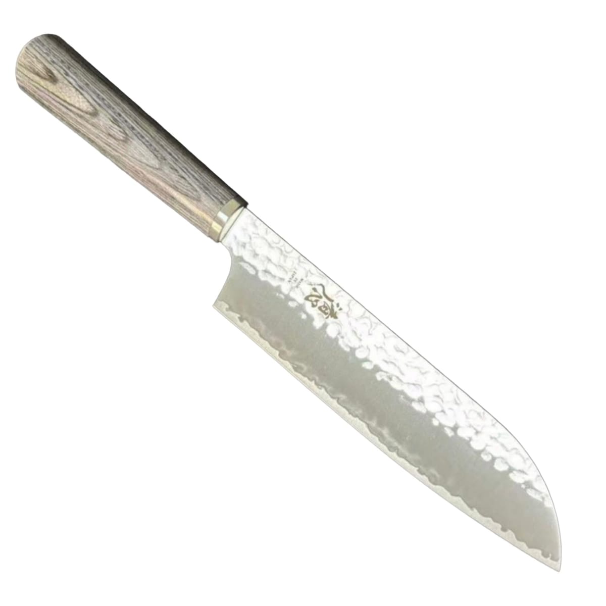 清心 VG10 槌目 濃灰色合わせ板柄 つづき物 三徳 165粍 日本製 Santoku VG10 Tsuchime Plywood 165粍