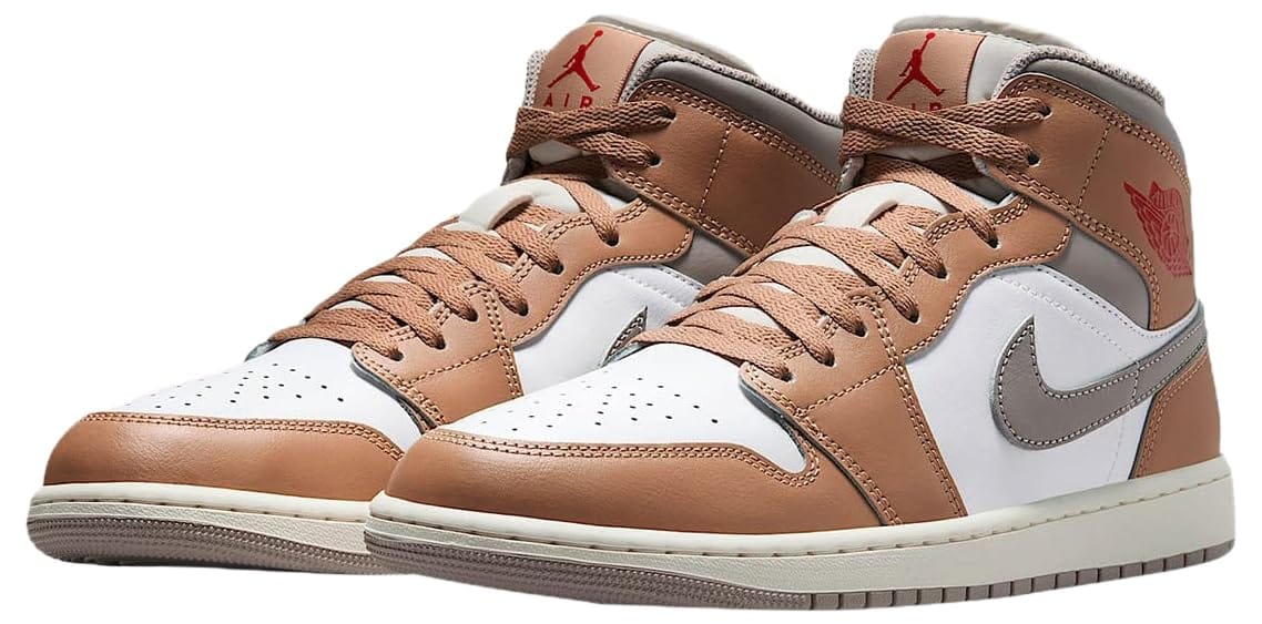[ナイキ] エア ジョーダン 1 ミッド [AIR JORDAN 1 MID] ヘンプ/ホワイト/カレッジグレー/ファイヤーレッド DQ8426-200