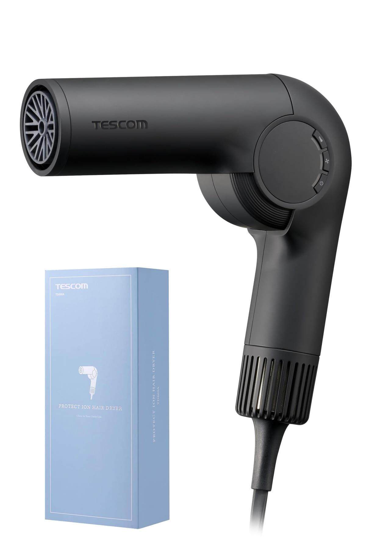 テスコム (TESCOM) ドライヤー プロテクトイオン 折りたたみ 軽量 持ち運び BLDCモーター コード1.7m ブラック TD860A-K