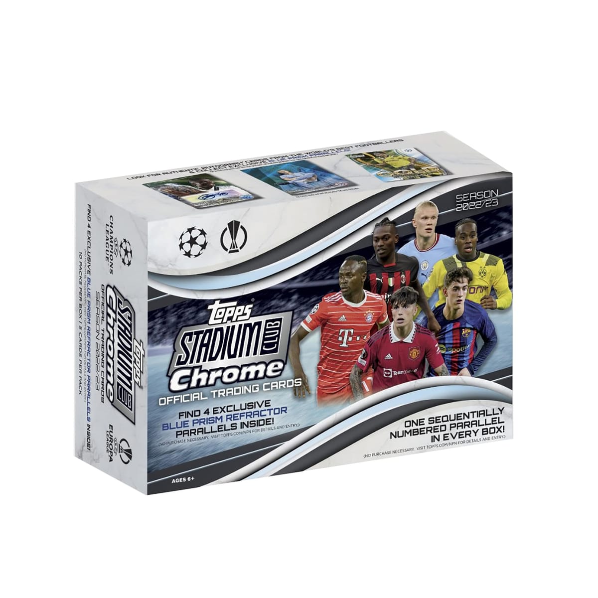 2022/23 Topps Stadium Club Chrome UEFAクラブコンペティション ジャイアントボックス - 1箱10パック、ブラック。画像