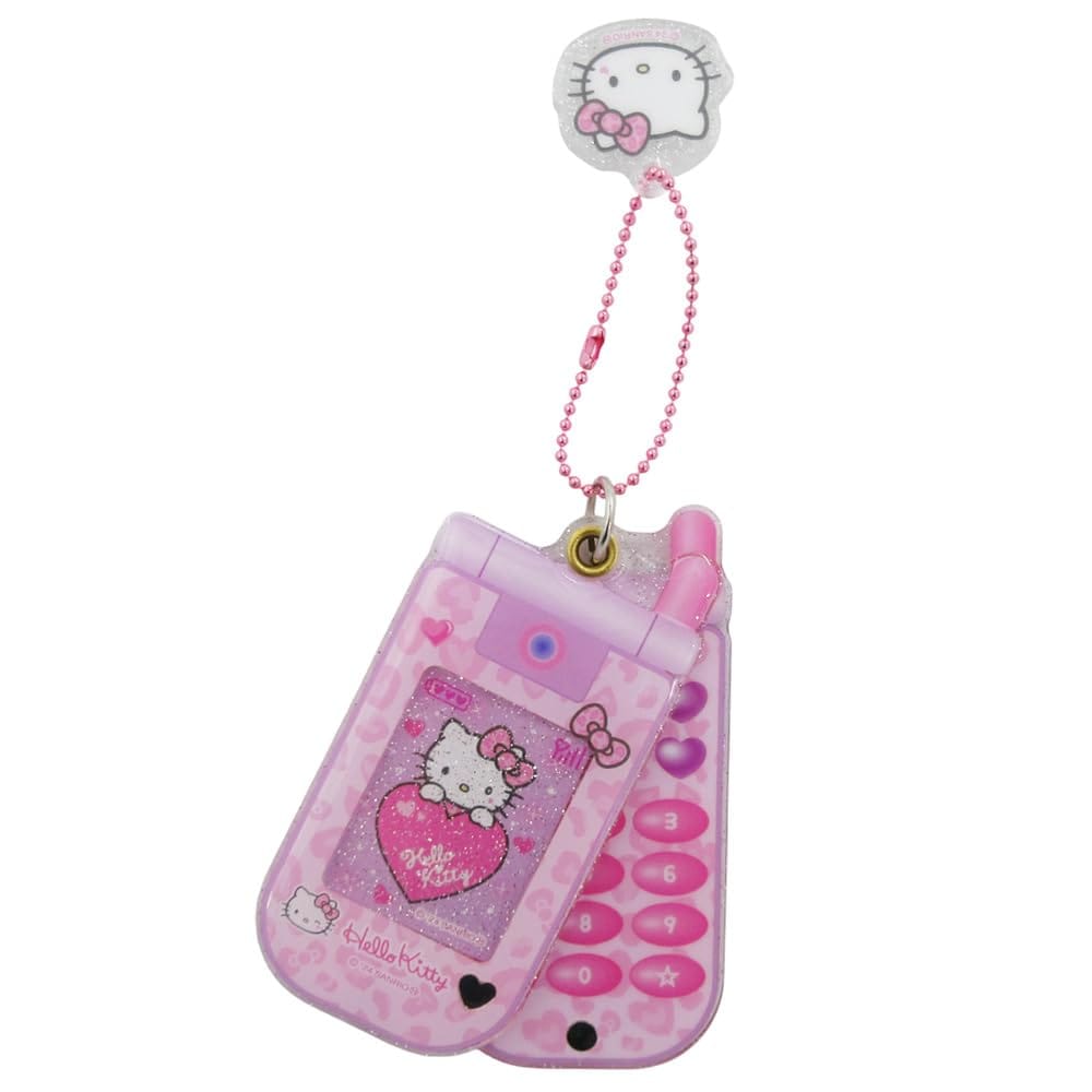 楽天市場】ハローキティ スライドガラケーキーホルダー ヒョウ ピンク