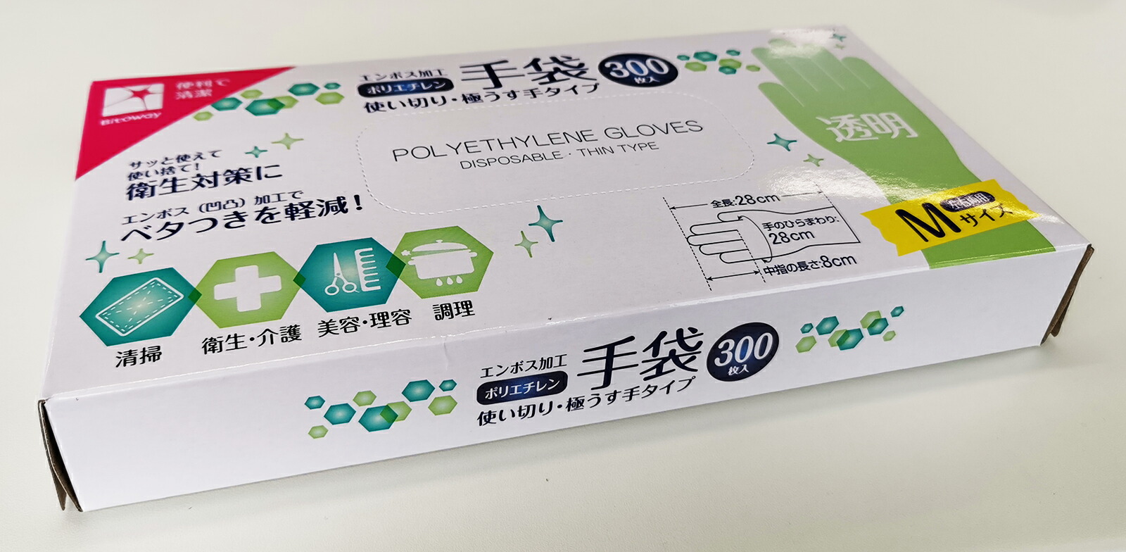 【まとめ売り　数選択（購入数大で単価小：例５０）】使い切り ポリエチレン手ぶくろ 楽天市場】ポリエチレン手袋 使い切り 300枚入り Mサイズ 5個