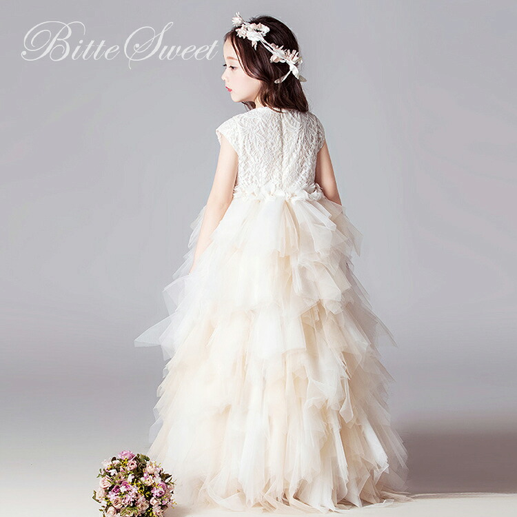 〈限定500円OFFクーポンあり！〉子供ドレス 子どもドレス ピアノ発表会 結婚式 発表会 入園式 子供ワンピース ワンピース レース チュール キッズ ドレス ベビードレス パーティードレス お出かけ 女の子 Aライン ファスナー【100cm-160cm】【dd61fe】｜DRESS B&rsquo;SWEET（ビースイート）