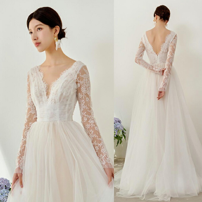 長袖 ウェディングドレス ウエディングドレス Aライン Wedding Dress ファスナータイプ トレーンタイプ 背中空き 前撮り 後撮り 披露宴 結婚式 演奏会 海外挙式ドレス オーダーメイド可能 S M L Ur46 Psicologosancora Es