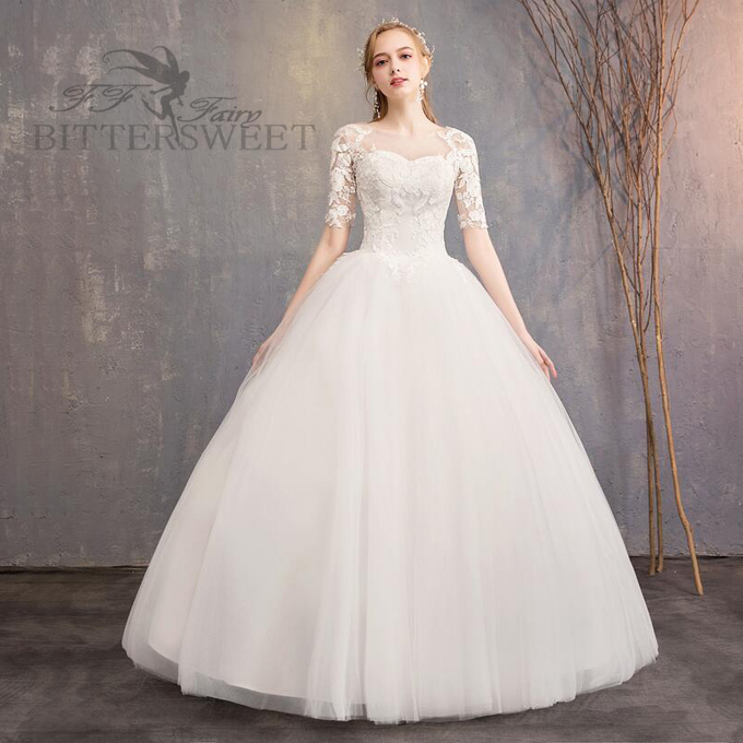 楽天市場 ウェディングドレス Wedding Dress オーダーメイド可能になりました 99 フレア袖あり ウエディングドレス 床付きタイプ Aライン ロング 編み上げタイプ 前撮り 後撮り 披露宴 結婚式 演奏会 発表会 海外挙式ドレス S Xxl Wd0d ビタースウィート