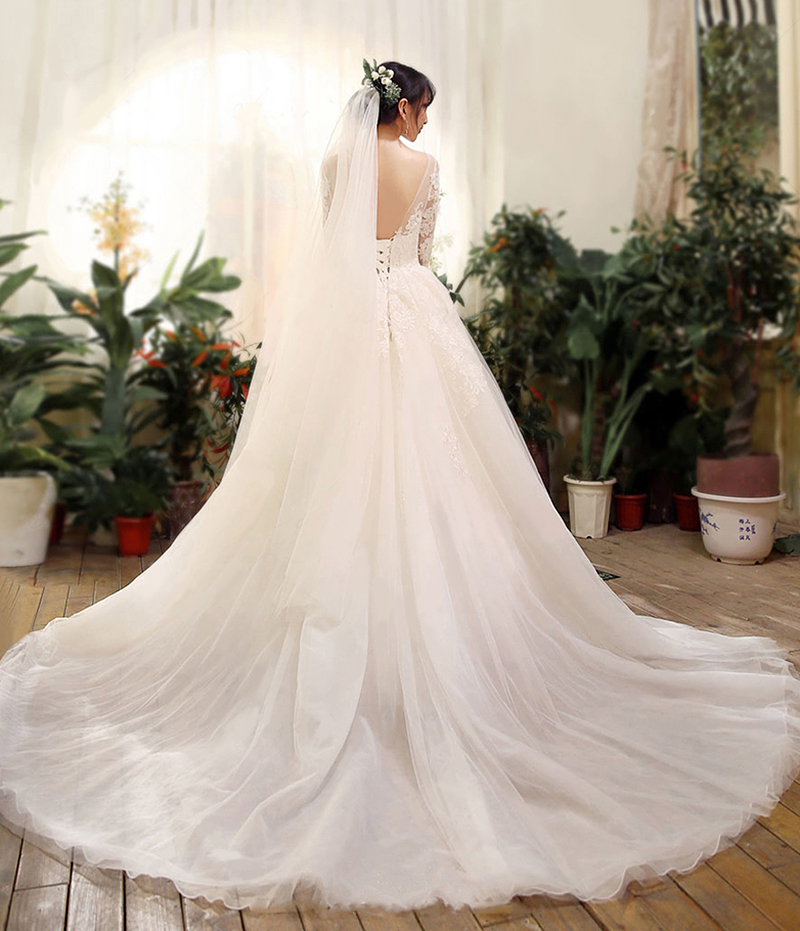 楽天市場 ５ Offクーポンあり ウェディングドレス 七分袖 花嫁二次会 Wedding Dress ウエディングドレス 編み上げタイプ Aライン レース 刺繍 S Xxl オーダーメイドも可能になりました 床付きタイプ トレーンタイプ Wd25 ビタースウィート楽天市場店