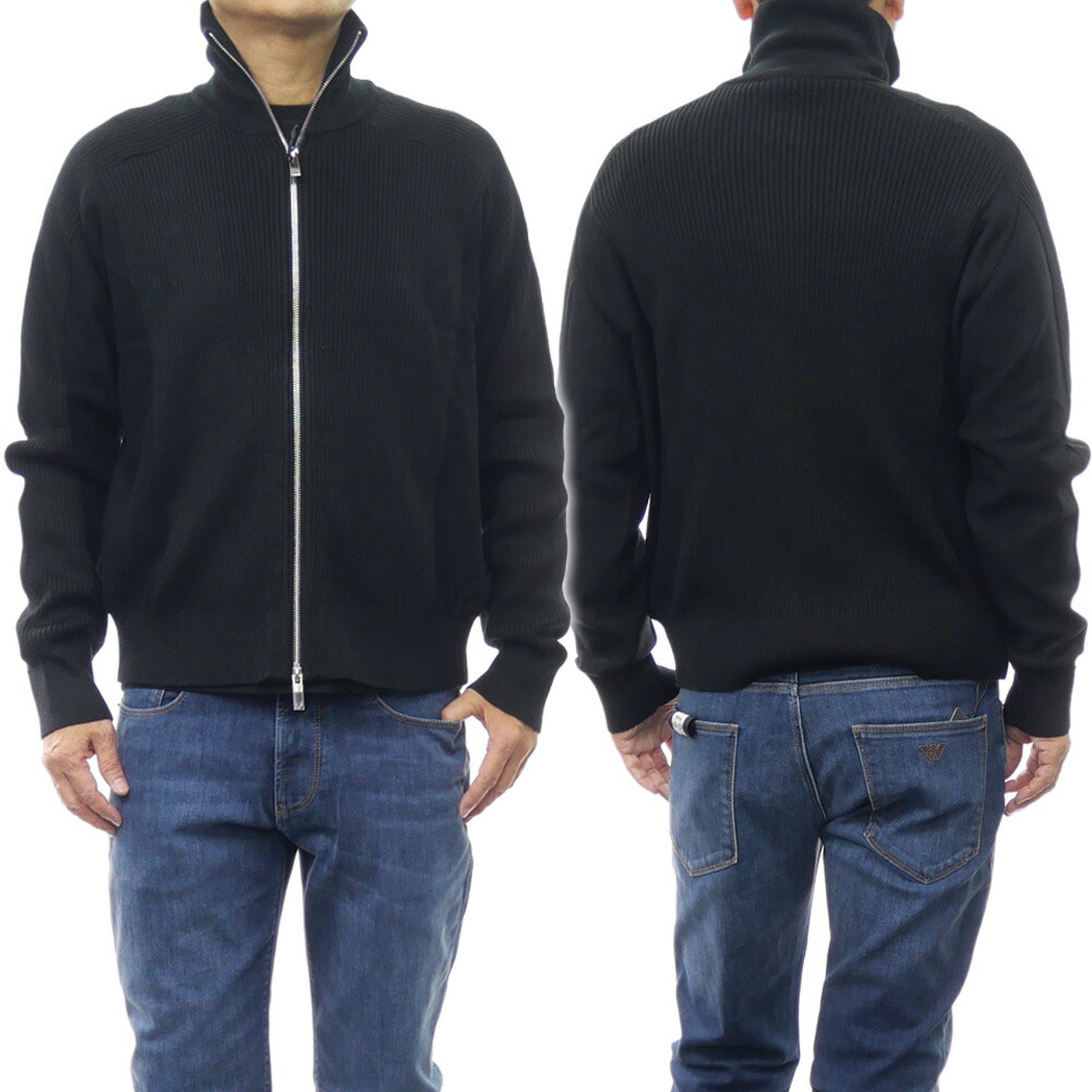 Armani Jeans 厚手 ニット グレー ジップアップカーディガン M ax24fw142_1.jpg