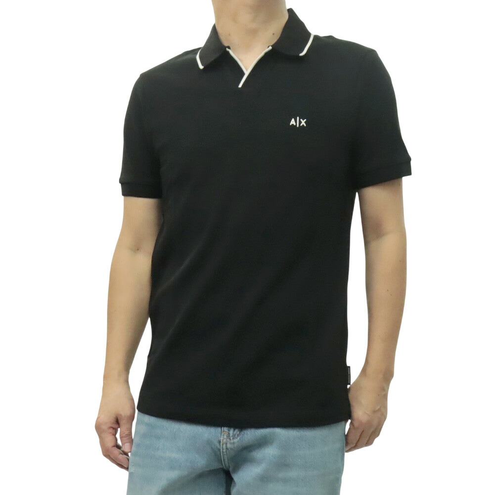 ARMANI EXCHANGE アルマーニ 取り替えっこ A/X メンズ ハーフジップ スポーツシャツ XM002401 AF10366 黒いこと 2026春夏新作