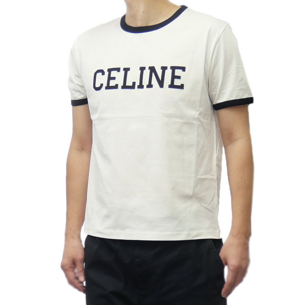 【CELINE】最新作★Logo-Flocked コットン Tシャツ CELINE HOMME Logo-Flocked Two-Tone Cotton-Jersey T-Shirt for