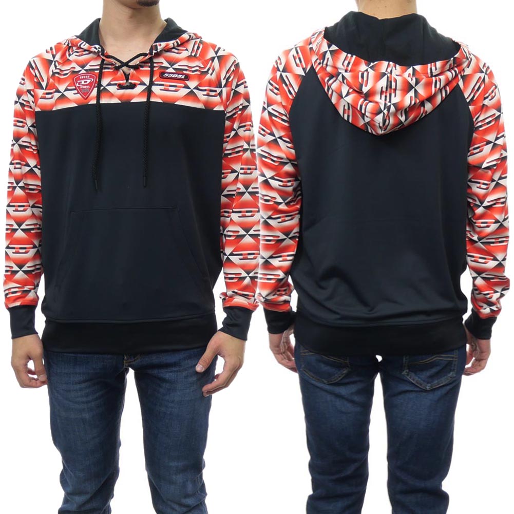 旧作お買い得セール！ DIESEL ディーゼル パーカー メンズ プルオーバー A06618 0TEAV / AMST-ZONNIE-HT20 ブラック×レッド ds22fw084_1.jpg