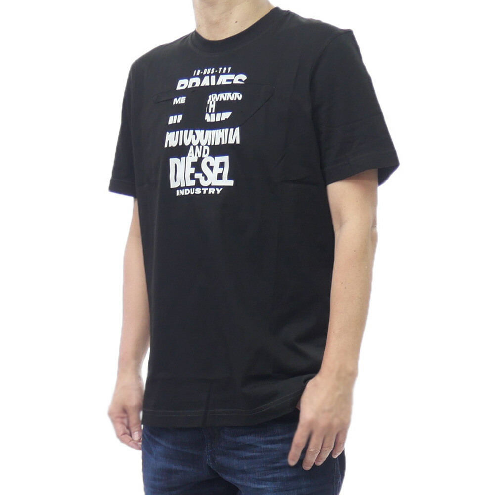 DIESEL ディーゼル メンズクルーネックTシャツ A21037 0QIAM / T-ADJUST-V9 ブラック 2026春夏新作 5,728円