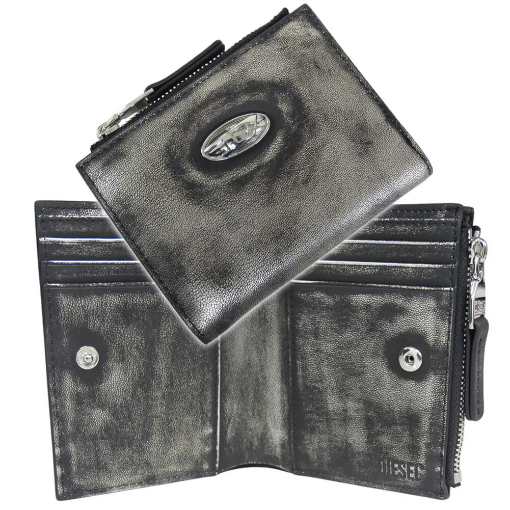 DIESEL ディーゼル レディース二つ折り紙入れ（御釣り入れ付き添い人） X10503 P8241 / BI FORD ZIP II 黒いこと×しろがね色 2026春夏新作