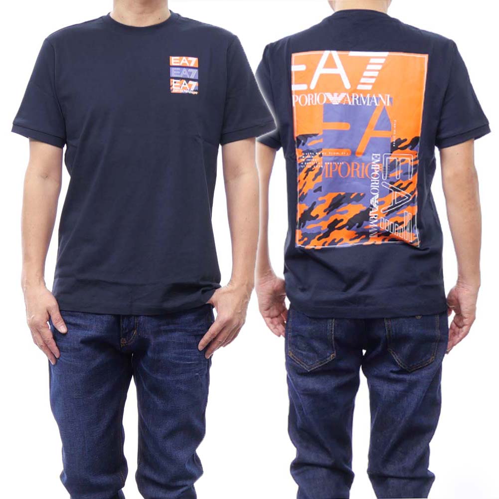 EMPORIO ARMANI エンポリオアルマーニ EA7 メンズ クルーネックTシャツ 3DPT12 PJ7BZ ネイビー 5,888円