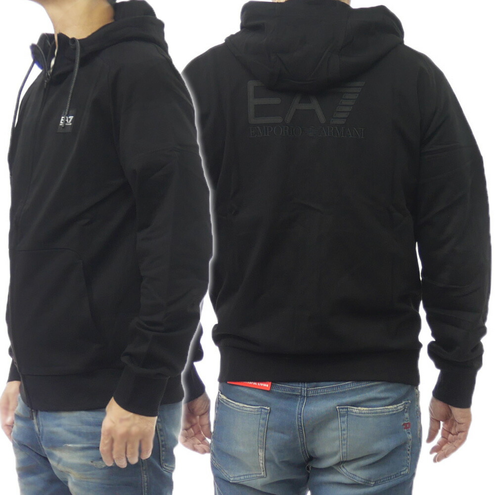 タグ付き✨未使用品 エンポリオアルマーニ ストレッチジップパーカー ペプラム 黒 EMPORIO ARMANI】エンポリオアルマーニ『ジップアップパーカー