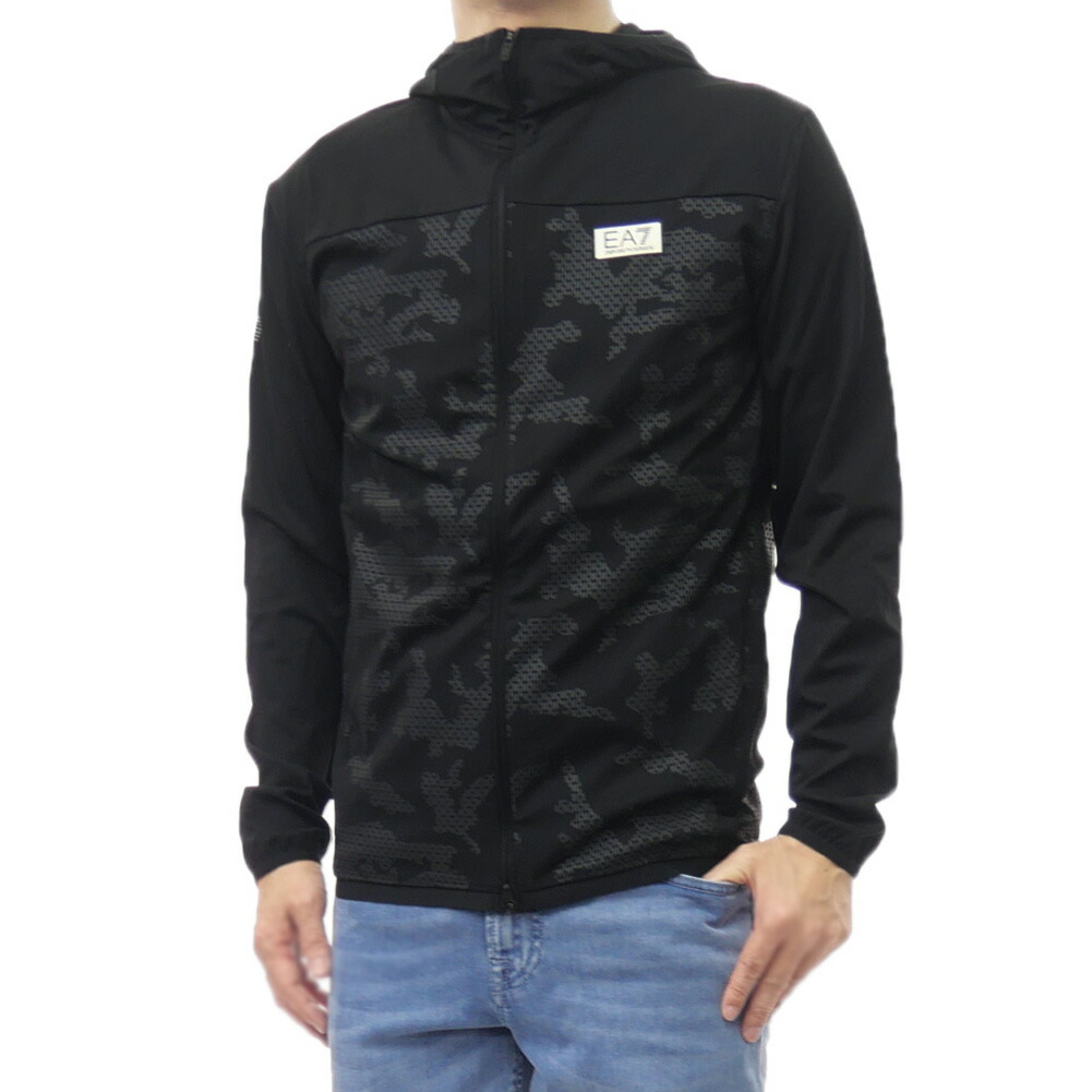 EMPORIO ARMANI エンポリオアルマーニ EA7 メンズジップアップパーカー 7M001625 AF13534 黒いこと 2026春夏新作