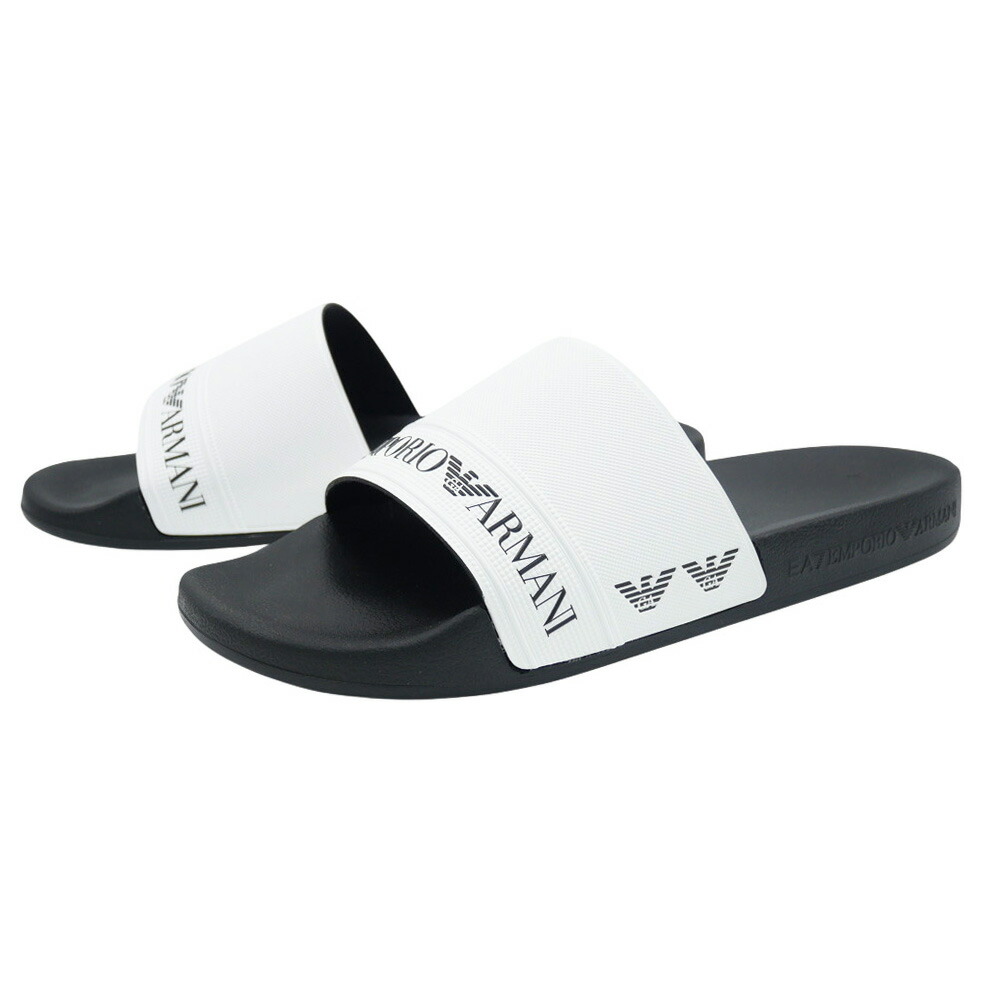 EMPORIO ARMANI エンポリオアルマーニ EA7 メンズシャワーサンダル 7X000110 AF15128 ブラック×ホワイト 2026春夏新作