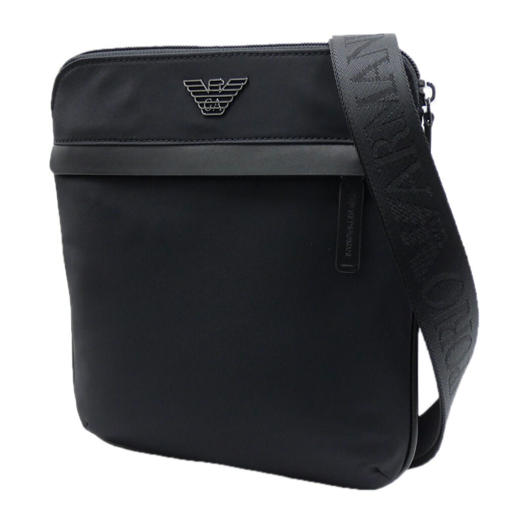 エンポリオアルマーニ ショルダーバッグ サコッシュ エンボス加工 シボ革 黒 エンポリオアルマーニ ショルダーバッグ サコッシュ エンボス