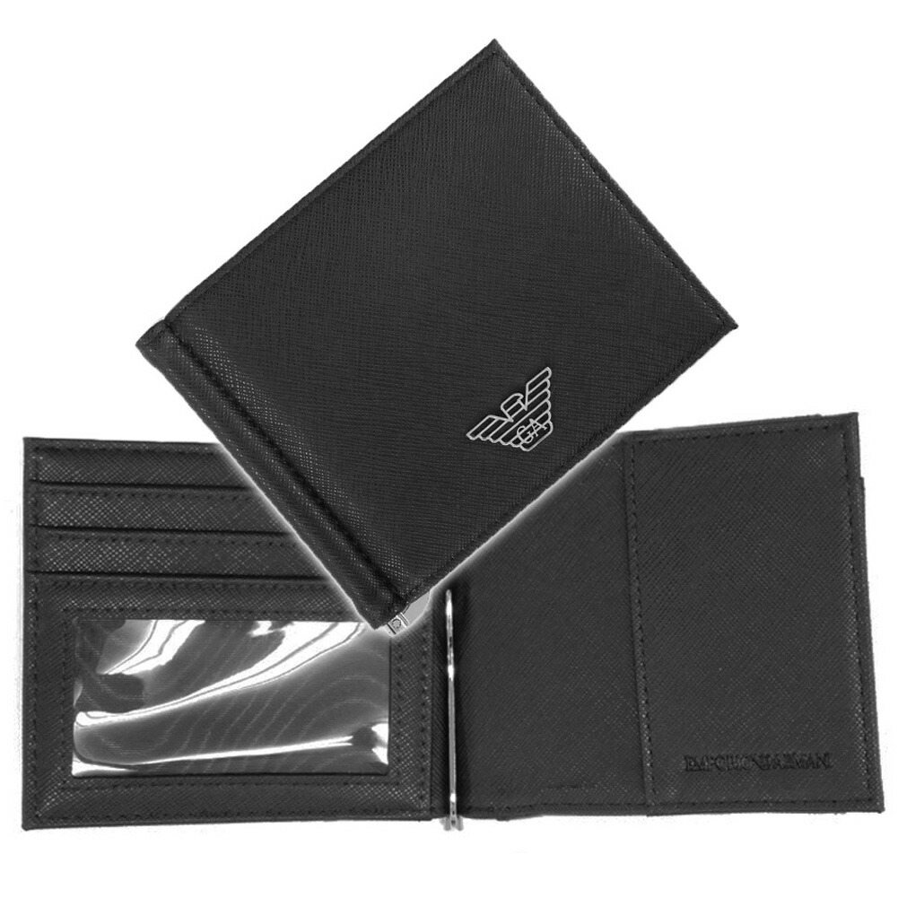 EMPORIO ARMANI エンポリオアルマーニ メンズマネークリップ（小銭入れ付き） Y4R502 Y138E ブラック 定番人気商品