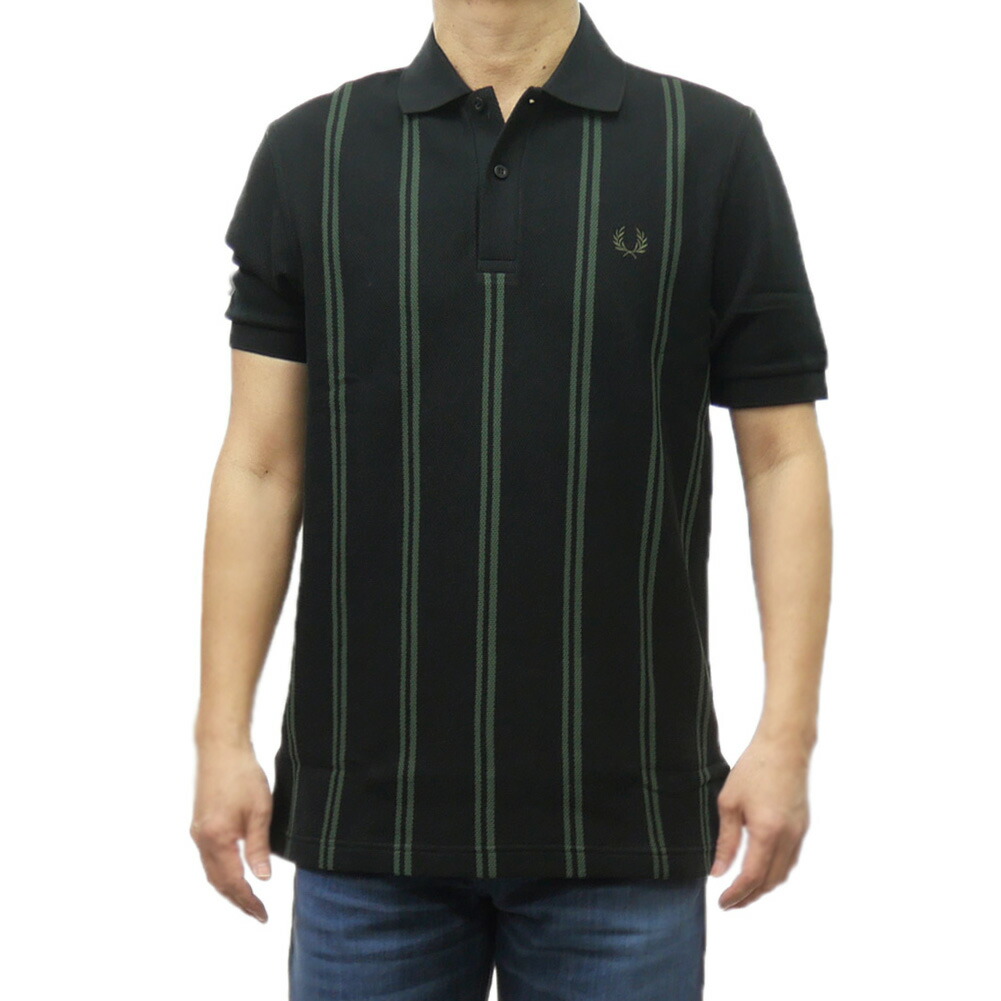 フレッドペリー ポロシャツ Chenille Tape Button Through Polo Shirt(M Q20：NIGHT GREEN