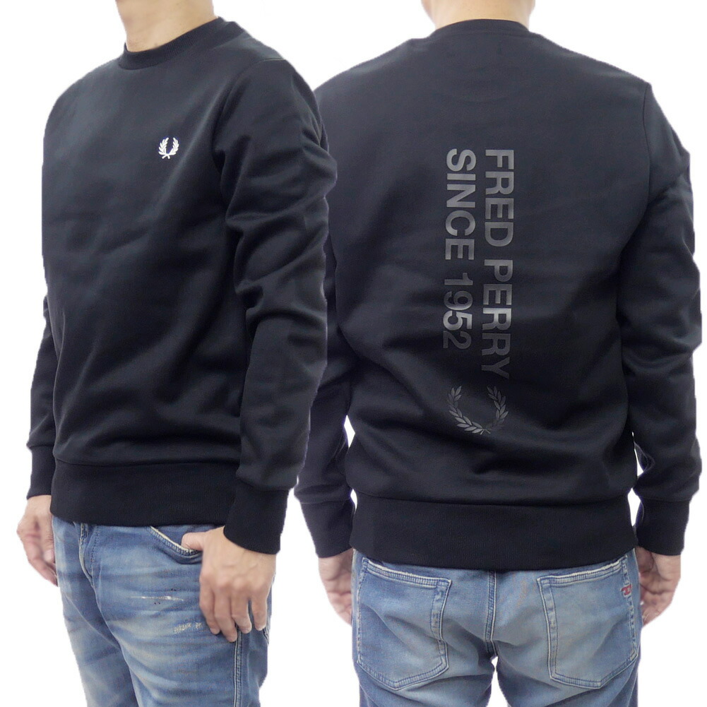 FRED PERRY フレッドペリー メンズ調教師 M1369 BOLD BRANDING CREWNECK SWEATSHIRT 黒いこと