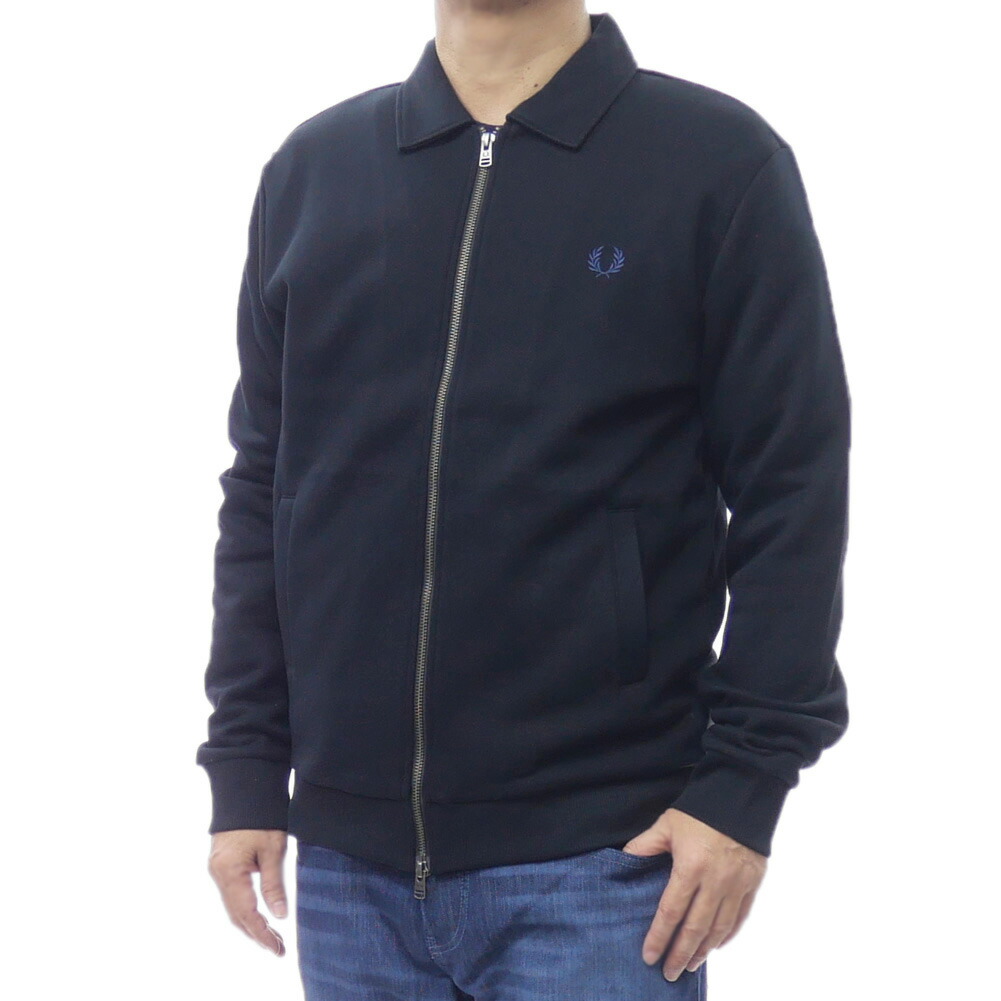 FRED PERRY フレッドペリー メンズジップアップスウェット J1328 ZIP THROUGH COLLARED SWEATSHIRT ブラック