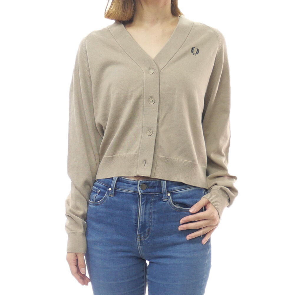 FRED PERRY フレッドペリー レディースVネックガーディガン K1120 / V NECK CARDIGAN ベージュ
