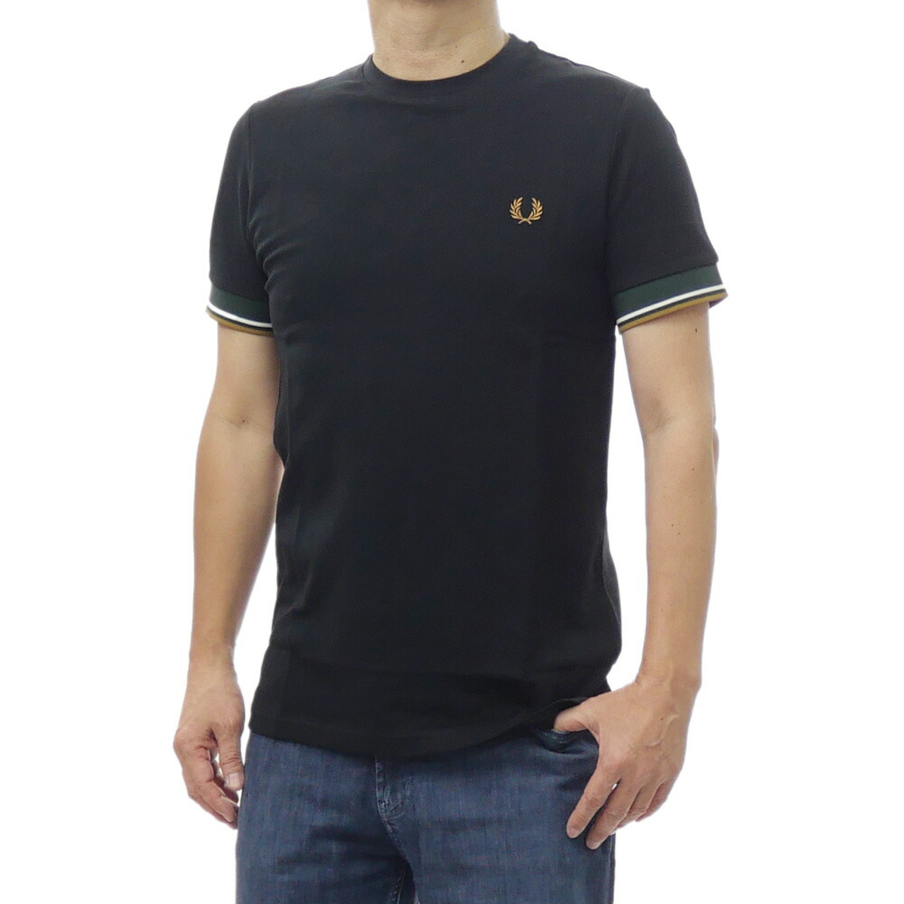 FRED PERRY フレッドペリー メンズクルーネックプルオーバー M2396 / TWIN TIPPED CUFF T-SHIRT 黒いこと 2026春夏新作