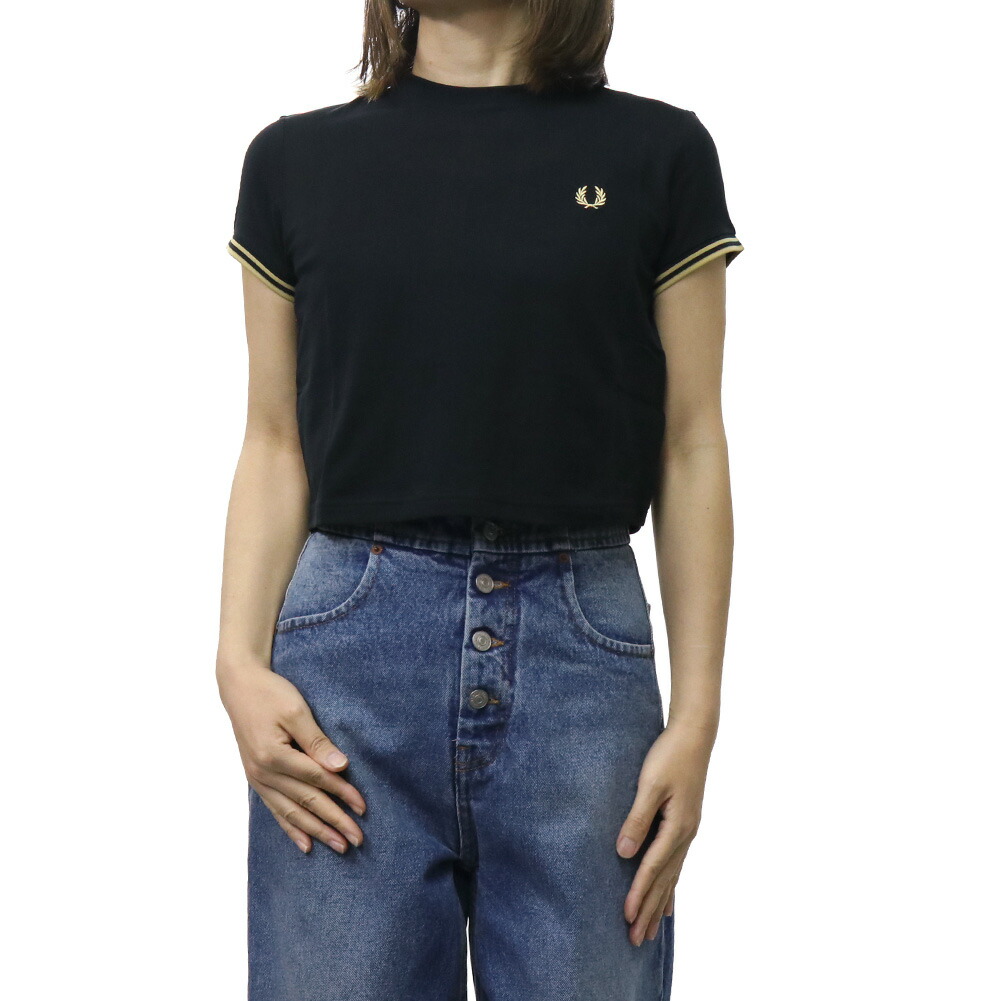 FRED PERRY フレッドペリー レディースクルーネックTシャツ G2171 / TIPPED PIQUE T-SHIRT ブラック 2026春夏新作