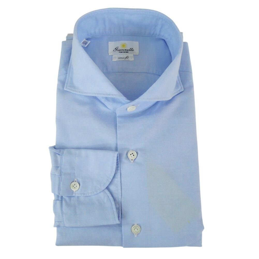 GIANNETTO ジャンネット メンズカッタウェイシャツ AC146 / VINCI FIT WASH ライトブルー