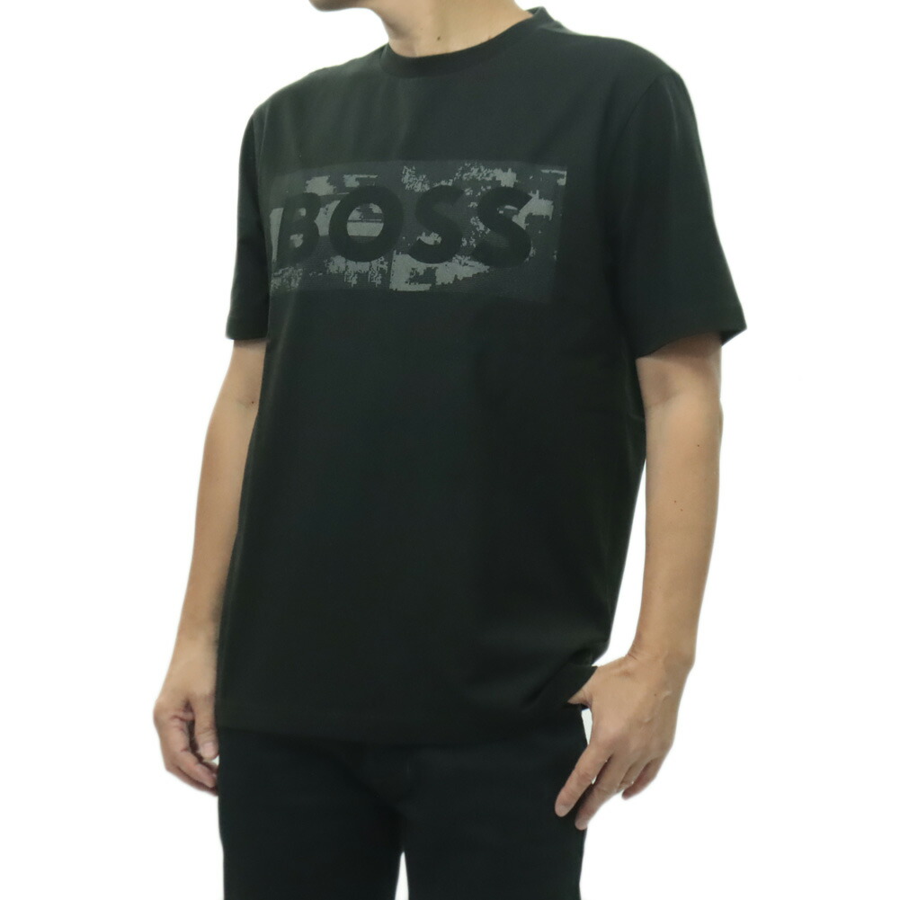 HUGO BOSS ヒューゴボス メンズクルーネックプルオーバー 50559363 10278673/TS Globe Logo Pattern 黒いこと 2026春夏新作