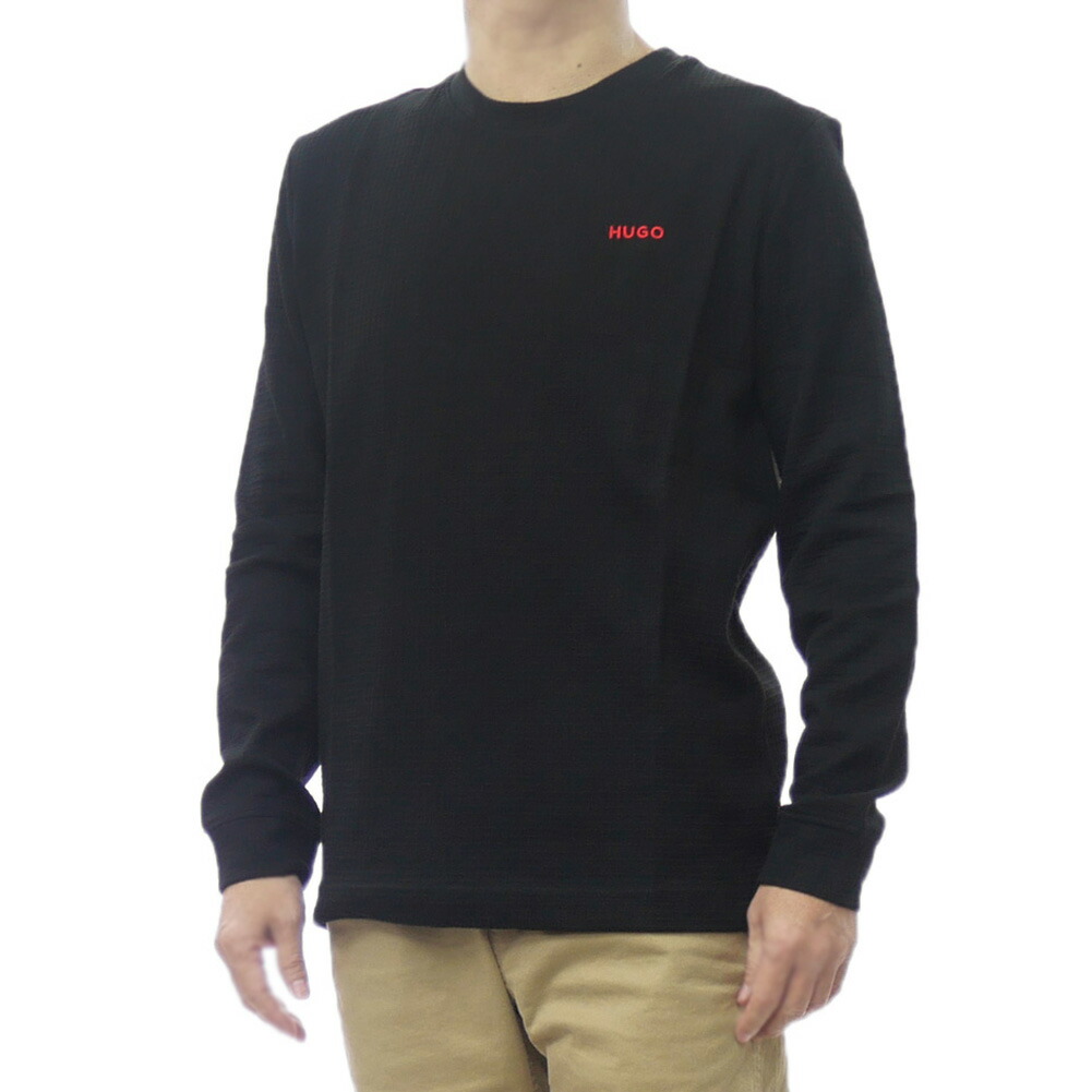 HUGO・HUGO BOSS ヒューゴボス メンズクルーネックロングプルオーバー 50532022 10267482 / Ausin LS Shirt 黒いこと 定番一般受け商いもの