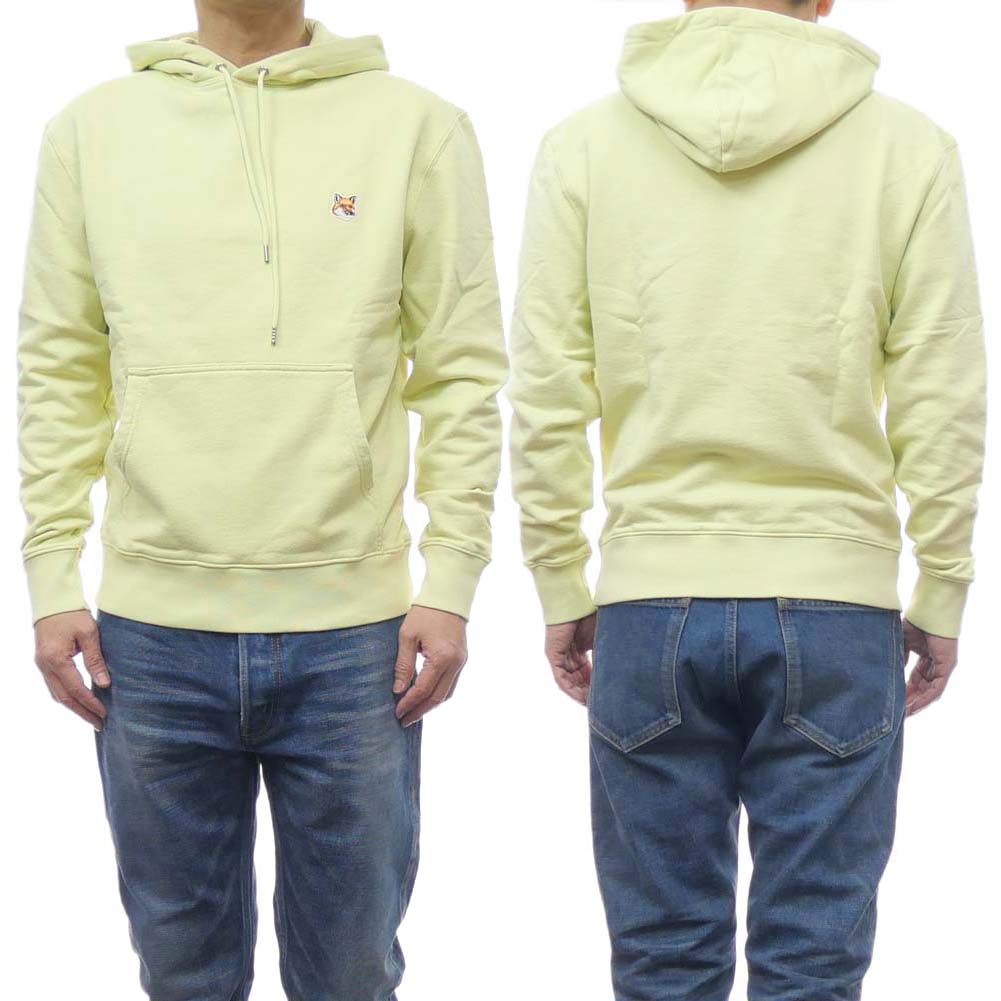 新品】メゾンキツネ 裏起毛 パーカー M パステルイエロー 韓国風 楽天