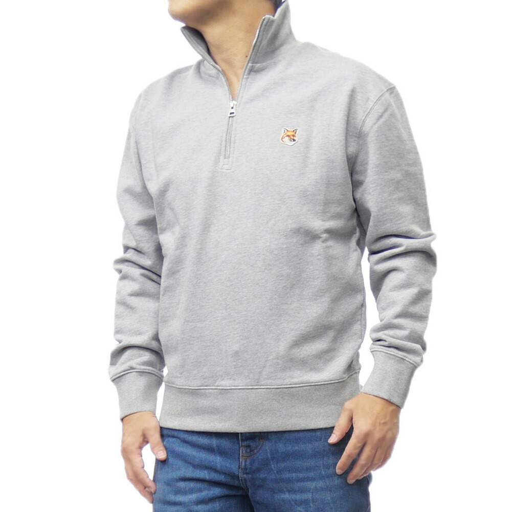 【Maison⠀Kitsune】ライトブルー デニム ハーフジップジャケット Maison⠀Kitsune】ライトブルー デニム ハーフジップジャケット