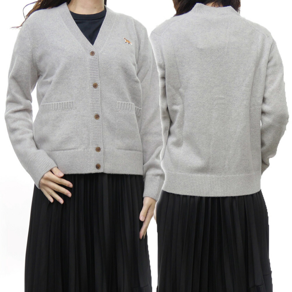 MAISON KITSUNE メゾンキツネ　ウール100 グレーカーディガン　S メゾンキツネ MAISON KITSUNE カーディガン（Gray） - ファッション