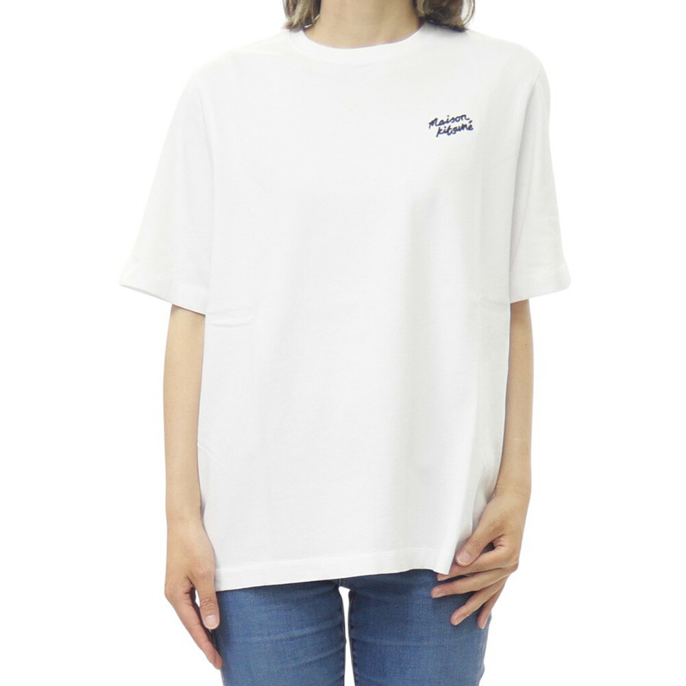 MAISON KITSUNE メゾンキツネ レディースクルーネックプルオーバー PW00114KJ0119 / HAND WRITING COMFORT TEE-SHIRT 白いこと 2026春夏新作