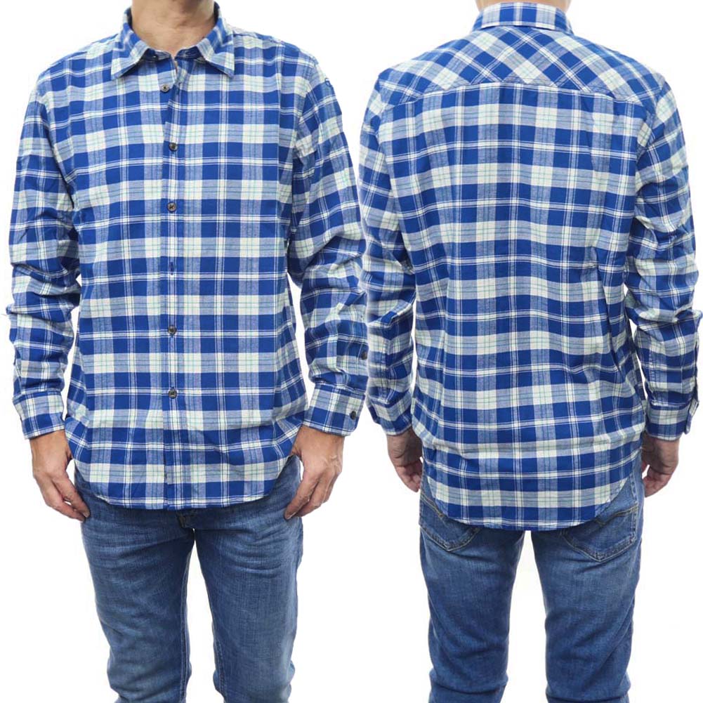 【期間限定ポイント5倍】DIESEL ディーゼル メンズ ネルシャツ A10620 0SHAW / S-UMBE-CHECK-NW ブルー チェック柄 コットン フランネル ロゴ 刺繍 カジュアル アメカジ|BIVLABO
