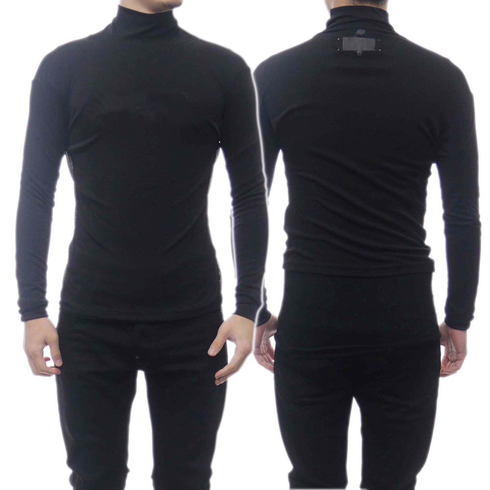 【期間限定ポイント5倍】MAISON MARGIELA メゾンマルジェラ メンズ タートルネック ロングTシャツ S50GC0677 S24468 ブラック シースルー シアー レイヤード ハイネック トップス 4ステッチ モード インポート｜BIVLABO