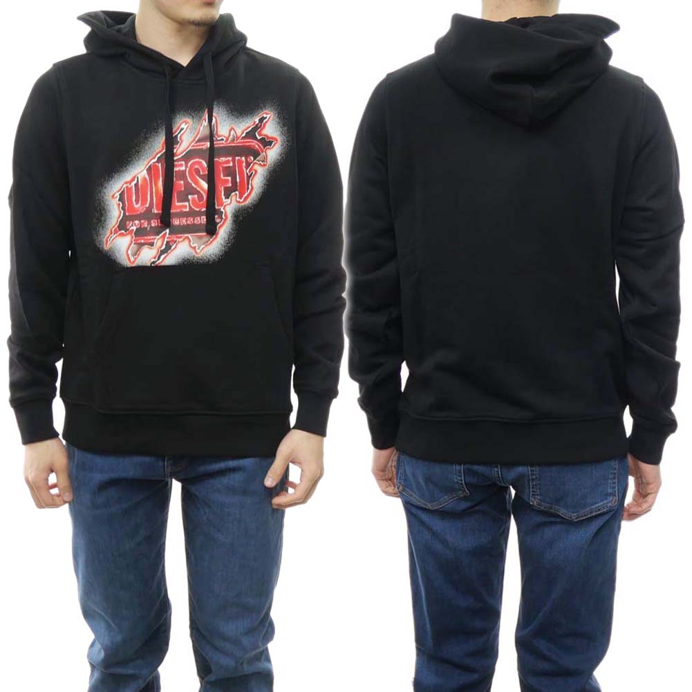 【期間限定ポイント5倍】DIESEL ディーゼル メンズ プルオーバー パーカー A09829 0BAWT / S-GINN-HOOD-E8 ブラック 裏毛 スウェット|BIVLABO