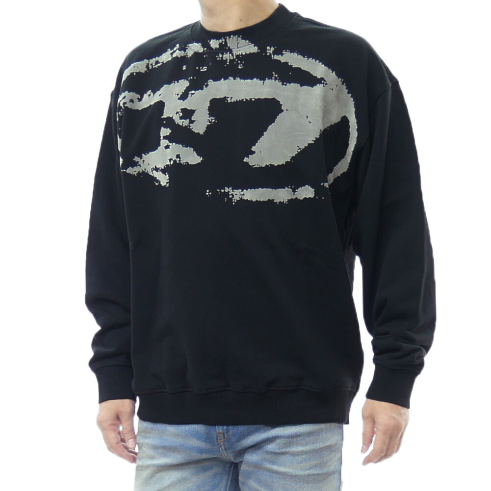 【期間限定ポイント5倍】DIESEL ディーゼル メンズ クルーネック スウェット A13051 0DQAK / S-BOXT-N5 ブラック オーバルD ロゴ フロッキープリント トレーナー プルオーバー トップス オーバーサイズ｜BIVLABO