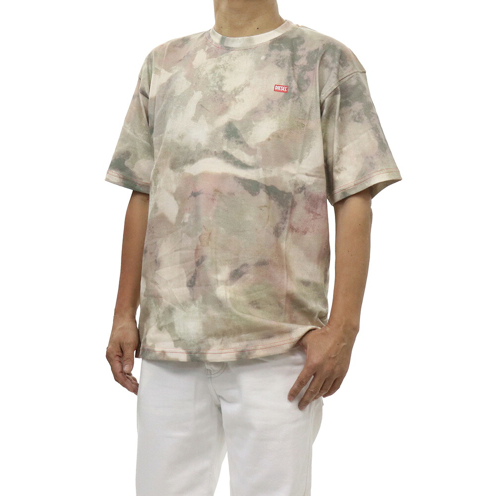 【期間限定ポイント5倍】DIESEL ディーゼル メンズ クルーネック Tシャツ A20213 0WFCV / T-BOXT-V7 ベージュ/ブラウン 迷彩 ワイルド｜BIVLABO